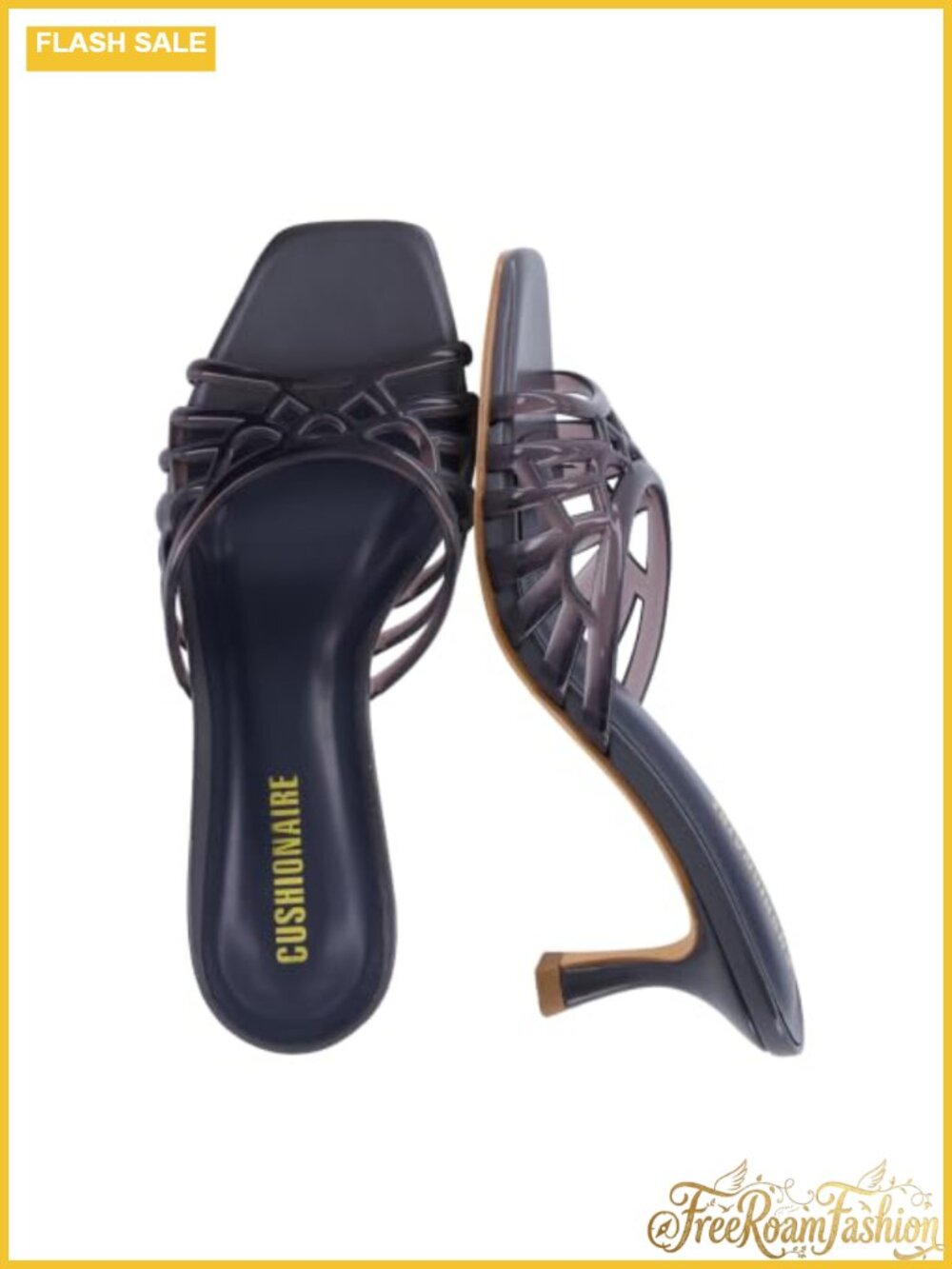 Womens Kitten Heel Mule Heels Open Square Toe Slip On Jelly PVC Sandals